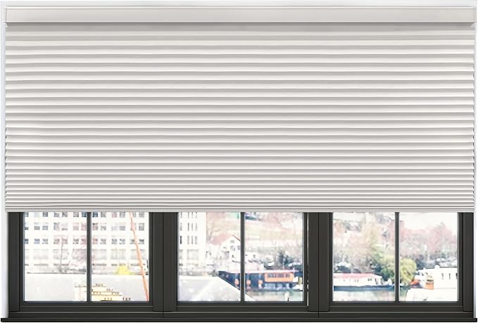 BlindsAvenue Simply Motorized Cellular Shades with Remote Control, Automatic Electric Cordless Wireless Blinds for Indoor Window, Blackout Blind, Color: White Dove, Size: 23" W x 72" L