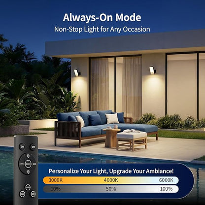 TANBABY 12000mAh Wireless Motion Sensor Outdoor Lights, Rechargeable Battery Operated Flood Lights with Remote, 3 Modes, 3CCT, Waterproof Outdoor Security Wall Lights for Outside, Garage, Porch -1PACK