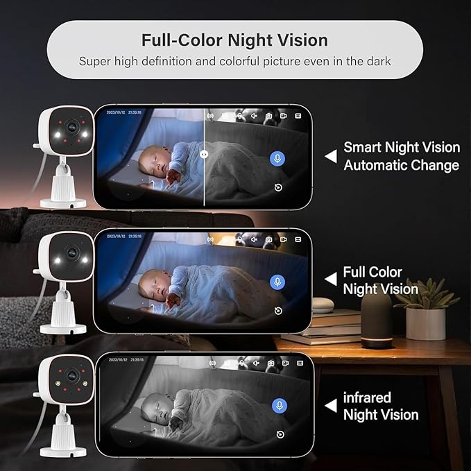 Jennov 2K WiFi Security Camera Indoor/Outdoor, Plug-in Home Surveillance Cam with Color Night Vision, Human Motion Detection, 2-Way Audio, IP66 Waterproof, Baby & Pet Monitor, 5G/2.4G