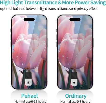PEHAEL 2+2 Pack for iPhone 15 Pro Max Privacy Screen Protector with Camera Lens Protector Full Coverage Anti-Spy Tempered Glass Film 9H Hardness Easy Installation Bubble Free [6.7 inch]