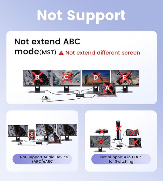 avedio links 4K HDMI Splitter 1 in 4 Out with Hdmi 2.0 Cable, HDMI Video Distributor 1X4 Mirror Duplicate 1 Source to 4 Displays (Only Mirror, Not for Extended), Support 1080P@60Hz, 3D, PS5, HDTV