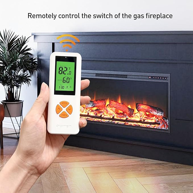 DIGITEN Gas Fireplace Remote Control Kit, Thermostat with Timer Kit for Millivolt Valve Gas Fireplaces, Large LCD Display, Wireless Thermostat Switch System On/Off/AUTO Control with Safety Lock