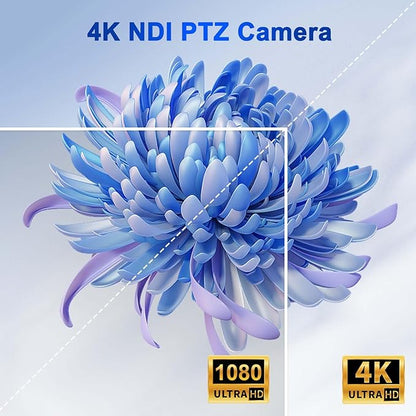 SMTAV 20X Optics Zoom 4KP60UHD NDI PTZ Camera, Support AI Auto Tracking and POE with Network IP Live Streaming, Simultaneous NDMi 3G-SDI and USB2.0 Video Output, for Conferences, Church, Teaching