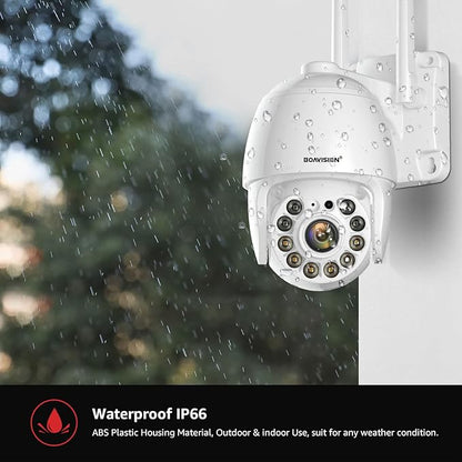 BOAVISION 2K Security Camera Outdoor, 2Pack Wireless WiFi IP Camera Home Security System 360° View,AI HumanTracking,Two Way Talk, pan Tile Full Color Night Vision,2.4G&5G WiFi