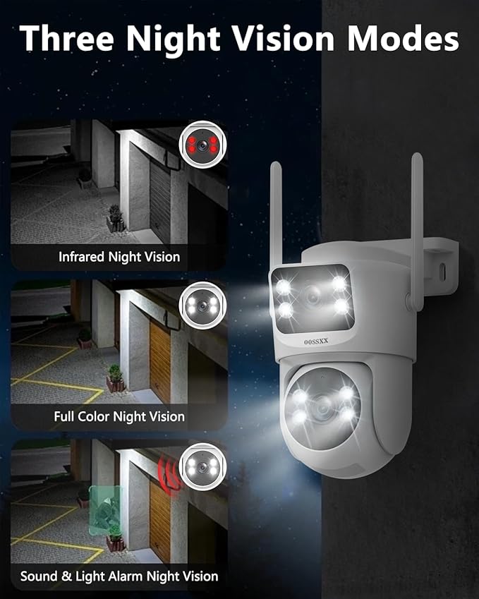 OOSSXX 2K Dual Lens PT Wireless Security Camera System, 2 Cameras in 1, 130° Wide Angle, Long Range WiFi +76%, PIR Human Detection, 2-Way Audio, 16CH NVR, No Monthly Fee