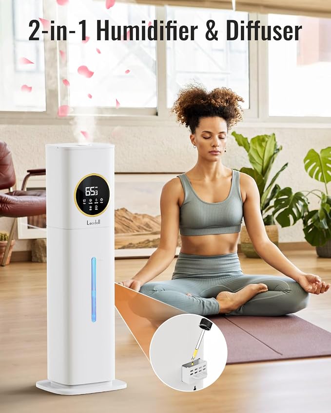 LACIDOLL 8L Humidifier for Bedroom with Night Light Diffuser, White