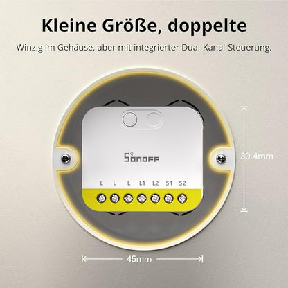 SONOFF MINI Duo-L Zigbee Smart Switch – No Neutral Wire, Zigbee 3.0, Dual Channel, Compact Design, Works with Alexa, Google Home