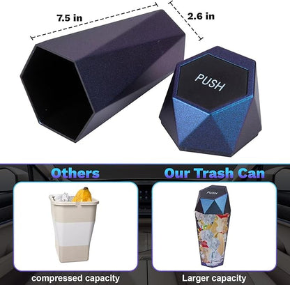 BFXM Car Trash Can, 2 Pack Car Trash Bin with Lid, Car Accessories for Women Interior, Car Garbage Can with Additional 2 ABS Hooks and 60pcs Trash Bags, Suitable for Home, Office, Car Organizer