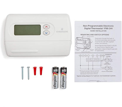 White-Rodgers Emerson 1F86-344 Non-Programmable Thermostat for Single-Stage Systems