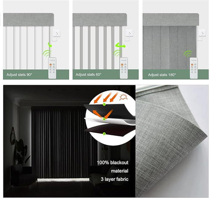 Yoolax Motorized Vertical Blind, Smart Blackout Sliding Door Shades, Blinds for Sliding Glass Doors with Alexa Google Home, Suitable for Sliding Patio Glass Doors Window, Custom Size, Smoky Grey