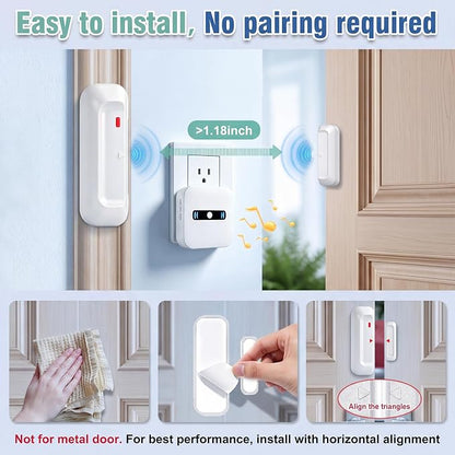 Door Chime Daytech Wi-Fi Door Sensor Alarm with Phone Notifications Chime for Business/Home/Office/Store When Entering, Door Open Chime Alarm for Kids/Home Safety ,20 Ringtones，Supports App Control.