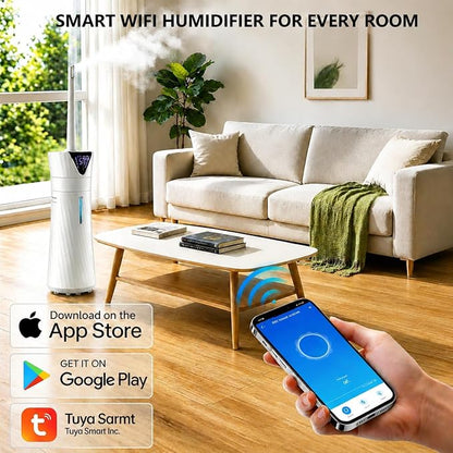 17L Humidifiers for Bedroom Large Room – Ultra Quiet (35dB), 56H Runtime, Smart App & Remote, Auto Humidistat, Top Fill Cool Mist Humidifier, Aroma Diffuser, Auto Shut-Off – Whole House