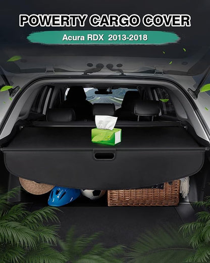 Powerty Custom Fit for Cargo Cover Acura RDX 2013-2018 Retractable Trunk Shielding Shade Cargo Luggage Cover (Updated Version:no Gap)(ONLY for with Power Tailgate Rear GATE,NOT FIT for Base Model)