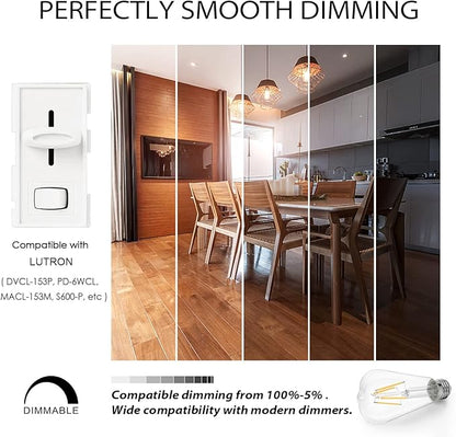 LVWIT ST21 LED Filament Bulb 7W Dimmable 3000K Soft White Vintage Edison Light Bulb E26 Medium Base (6-Pack)