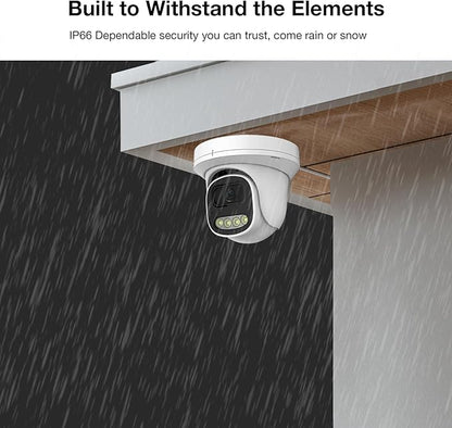 4MP PoE IP Turret Dome Camera with Microphone/Audio, IP Security Camera Outdoor Indoor Wired, Human Motion Detection, Waterproof IP66, 2.8mm Lens, 24/7 Recording, Night Vision 65ft
