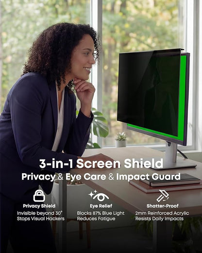 2-Pack Hanging Privacy Screen Protector for 26-27" Monitors, Removable & No Installation Required, ±30° Privacy Filter, Effectively Blocks High-Energy 460nm Blue Light – Dual Protection for Information Security & Eye Health(27"-16:9 (24.12"×14.02"))