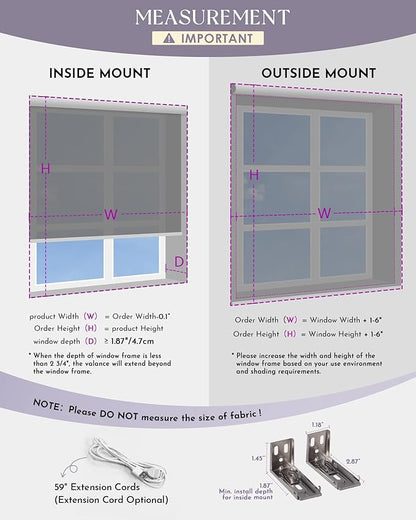 Graywind Motorized Light Filtering Shades Compatible with Alexa Google Hardwired WiFi Smart Half Shading Remote Control Automated Blinds Electric Window Shades, Custom Size (Jacquard White)