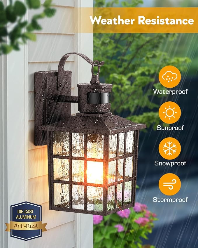 VIANIS 2 Pack Motion Sensor Outdoor Lights for House, Anti-Rust, Waterproof