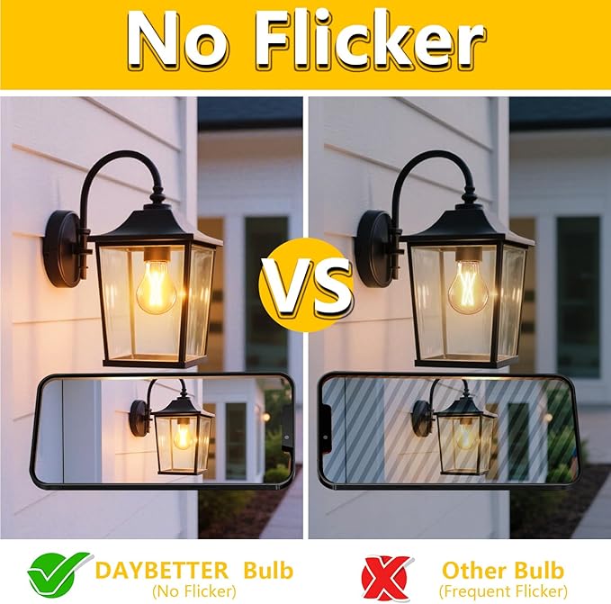 DAYBETTER 6 Pack A19 Vintage LED Edison Bulbs, 60W Equivalent Dimmable LED Bulbs, High Brightness 2700K Warm White, 800 Lumens, 8W E26 Standard Base, CRI80+, Clear Glass Filament Bulb for Living Room