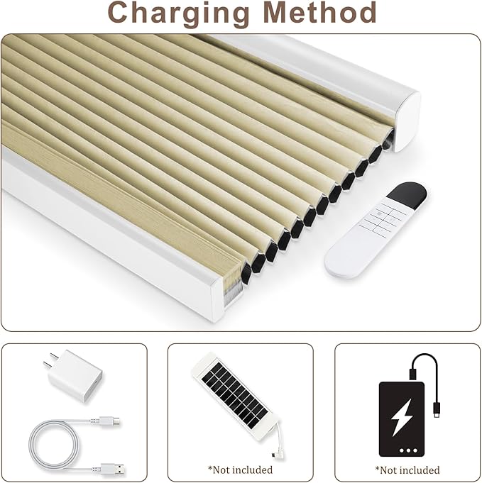 Godark Motorized Blackout Cellular Shades Compatible with Alexa/Google Home Electric Blinds Smart Honeycomb Shades for Windows Automatic Blinds with Remote Custom Size-Beige