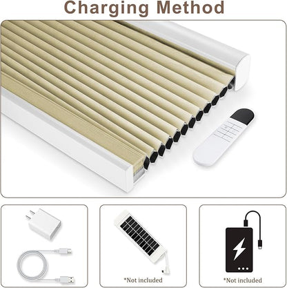 Godark Motorized Blackout Cellular Shades Compatible with Alexa/Google Home Electric Blinds Smart Honeycomb Shades for Windows Automatic Blinds with Remote Custom Size-Beige