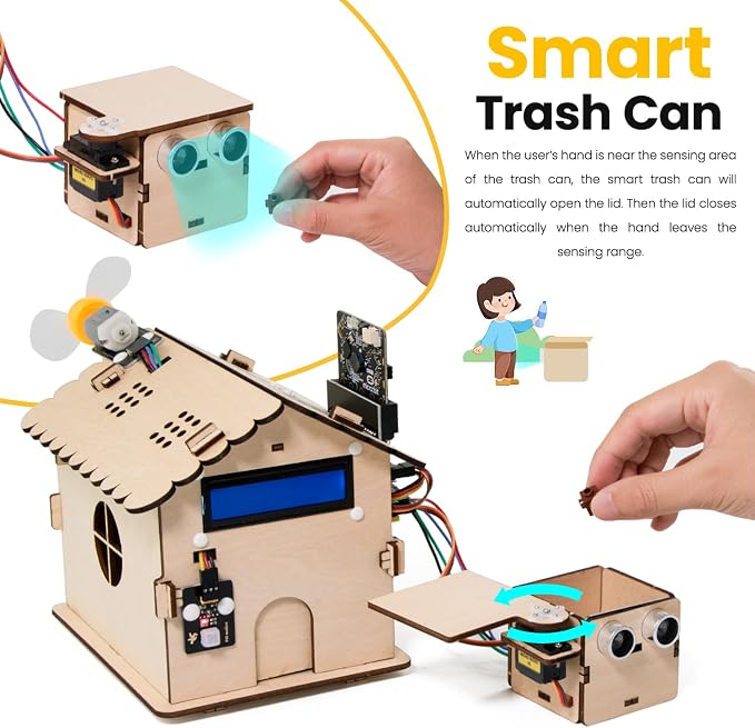 KEYESTUDIO Smart House Kit for Micro:bit V2(not Included), DIY Microbit Home Automation Educational STEM Kit for Beginners 15+