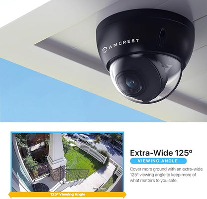 Amcrest UltraHD 4K (8MP) Dome POE IP Camera, 3840x2160, 98ft NightVision, 2.8mm Lens, IP67 Weatherproof, 125° FOV, 256GB MicroSD Recording, Black (IP8M-2493EB-AI-V3)