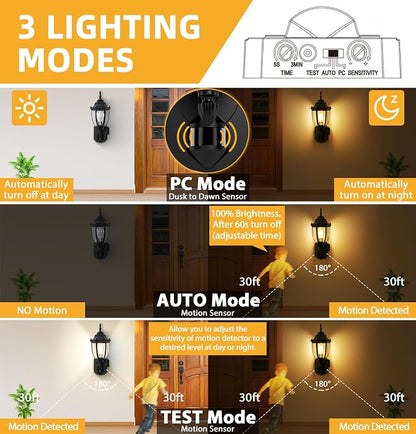 Porch Lights with Outlet, Motion Sensor Outdoor Lights