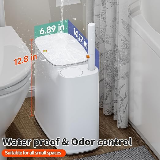 CTIME 3 in 1 Bathroom Trash can with toilert Brush,12 Refills
