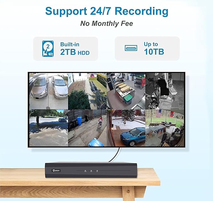 Anpviz 8 Channel 6MP PoE Security Camera System, 4X 6MP Wired IP PoE Dome Camera with Smart AI Human Vehicle Detection, Built-in Mic,Remote Acces 4K 8CH NVR 2TB HDD,(U Series)