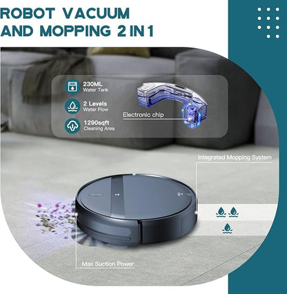 Kilgone Robot Vacuum Cleaner, Set Schedule, Automatic-Recharge, Quiet,Slim, Robotic Vacuum Tangle-Free, Ideal for Pet Hair/Carpet/Hard Floor