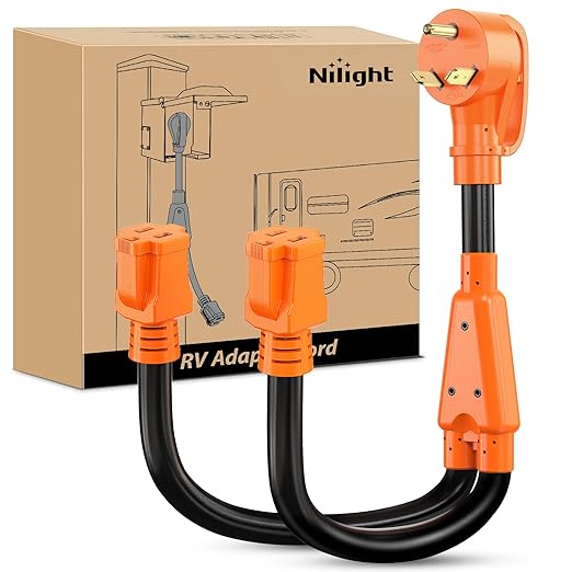 Nilight 30Amp to 15 Amp RV Y Splitter Adapter Cord 10 AWG NEMA TT-30P 5-15R