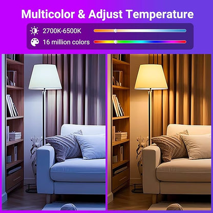 TJOY Smart Alexa Light Bulbs, Bluetooth WiFi Led Bulb Compatible with Alexa &Google Assistant, RGB Color Changing Bulbs, Music Sync, 9W(60W Equivalent), A19 E26 800LM(2.4Ghz WiFi only), 6 Pack