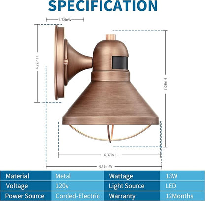 LONEDRUID Motion Sensor Outdoor LED Barn Light Dusk to Dawn Exterior Wall Lantern Waterproof Outside Sconce Lighting Fixtures Farmhouse Wall Mount Porch Lamp for House Garage Patio