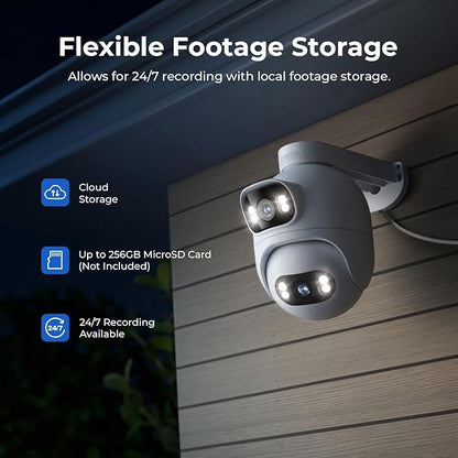 IMILAB EC6 Dual 2K+2K Plug-in Outdoor Security Camera: Outdoor Camera for Home Security w/Motion Spotlight & Siren, Wired 360° Rotate Cam, Person Tracking, 24/7 Recording, Color Night Vision