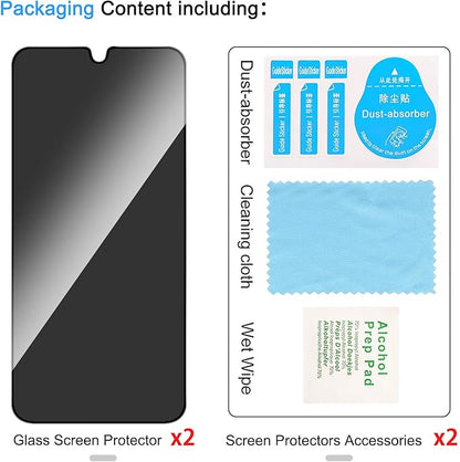 2 Pack Privacy Screen Protector for Samsung Galaxy A26 5G[Anti-Spy Tempered Glass], Ultra HD, Anti-Scratch, Bubble-Free, Easy Install 9H Protective Glass for Galaxy A26