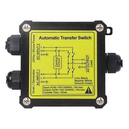 Ketofa AC120V 15A Automatic Transfer Switch, NEMA 5-15P/5-15R ATS