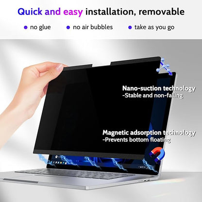Peslv Magnetic Privacy Screen for Surface Book 3/2/1 15 Inch, Removable Anti Blue Light Glare Filter, Black Security Private Apy Block Protector