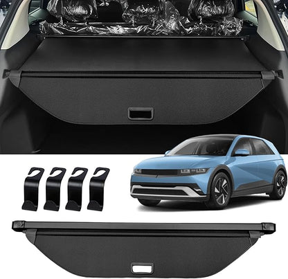 AUXKO Retractable Cargo Cover for Hyundai Ioniq 5 2026 2025-2022 with 4PCS Headrest Hooks, Trunk Cover Luggage Security Shade Cover Shielding Shade Anti-Peeping Luggage Privacy Screen, Carbon Fiber