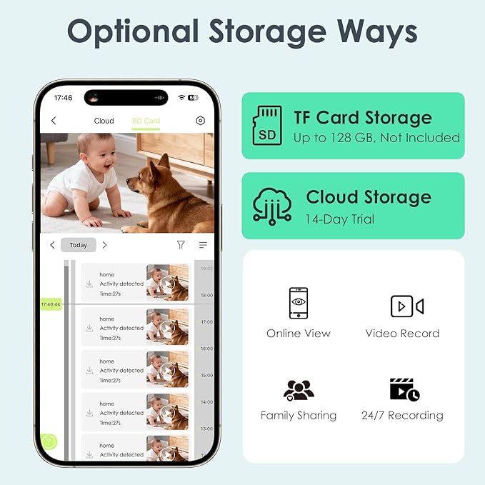 YOTON Indoor Security Camera 2.4GHz 4pcs, Baby Monitor, Pet Camera, Dog Cam, Nanny Cam, Night Vision, 2-Way Audio, Motion Detection, Works w/Alexa, Subscription Free Local Storage or Optional Cloud