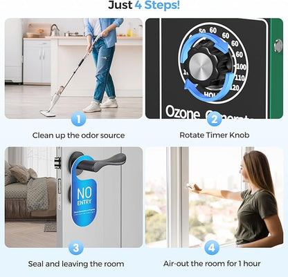 Ozone Generator 48000mg/h，Home/Commercial Ozone Machine for Odor Removal，O3 Deodorizer with 120-Min Timer for 4000 Square Feet，Mini sized appliance for Car, Rooms, Smoke, Pets