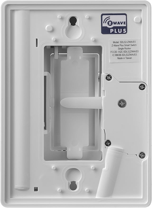 Home Automation Lighting, ZWAVE Plus Smart Switch by Ecolink, Lighting Control, White Single Rocker Style Light Switch Design (PN - SDLS2-ZWAVE5)