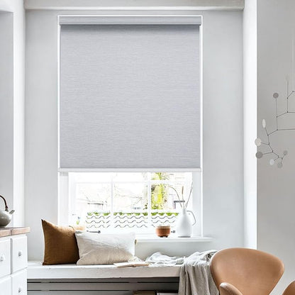 Changshade Custom Size Cordless Roller Shades, Blackout Roller Window Blinds with Thermal Insulated for Office, Living Room, Bedroom, Kitchen, Easy Installation,Grey