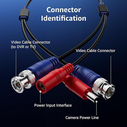 ANNKE 4 Pack 30M/100ft All-in-One Video Power Cables, BNC Extension Surveillance Camera Cables for CCTV Security DVR System Installation, Free 8 x BNC Connectors and 100pcs Cable Clips Included