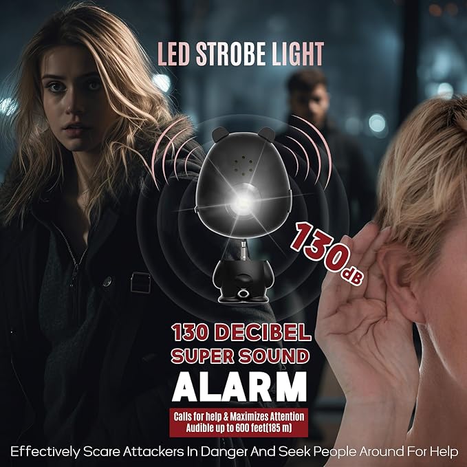 Rechargeable Personal Alarm for Women – 130dB Loud Emergency Alarm Keychain with Strobe Light, Self-Defense Safety Alarm with Low Battery Alert for Women, Kids & Seniors