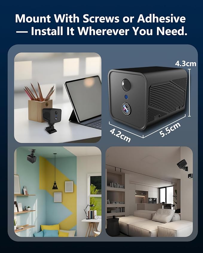 Mini Camera, 4K Small Camera Wireless with 940nm Night Vision, Low Power – Up to 50 Days of Use, 30-Day Cloud Storage Trial + Local Storage, No Monthly Fee(Black)