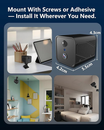 Mini Camera, 4K Small Camera Wireless with 940nm Night Vision, Low Power – Up to 50 Days of Use, 30-Day Cloud Storage Trial + Local Storage, No Monthly Fee(Black)