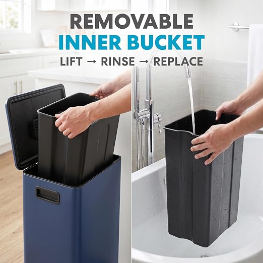 SIMPLI-MAGIC 13 Gallon / 50L Step Trash Can, Infinity Edge, Blue