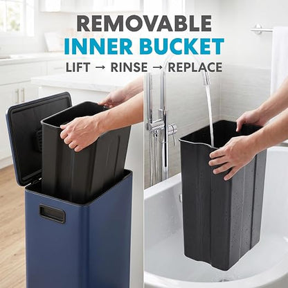 SIMPLI-MAGIC 13 Gallon / 50L Step Trash Can, Infinity Edge, Blue