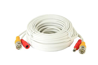 60ft All-in-One Video HD-TVI HD-CVI AHD Analog 1080p Premade Cable for CCTV Security Cameras - White